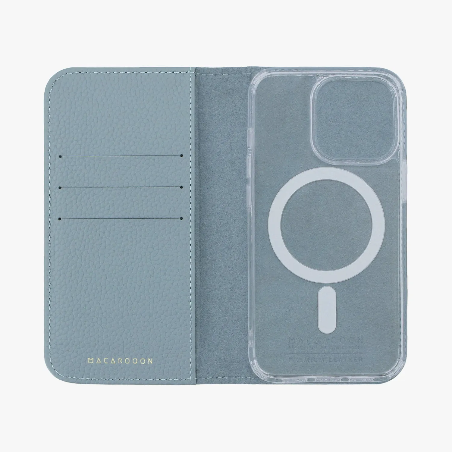 iPhone 15 Pro Max MagSafe Leather Flip Cover with Clear Case