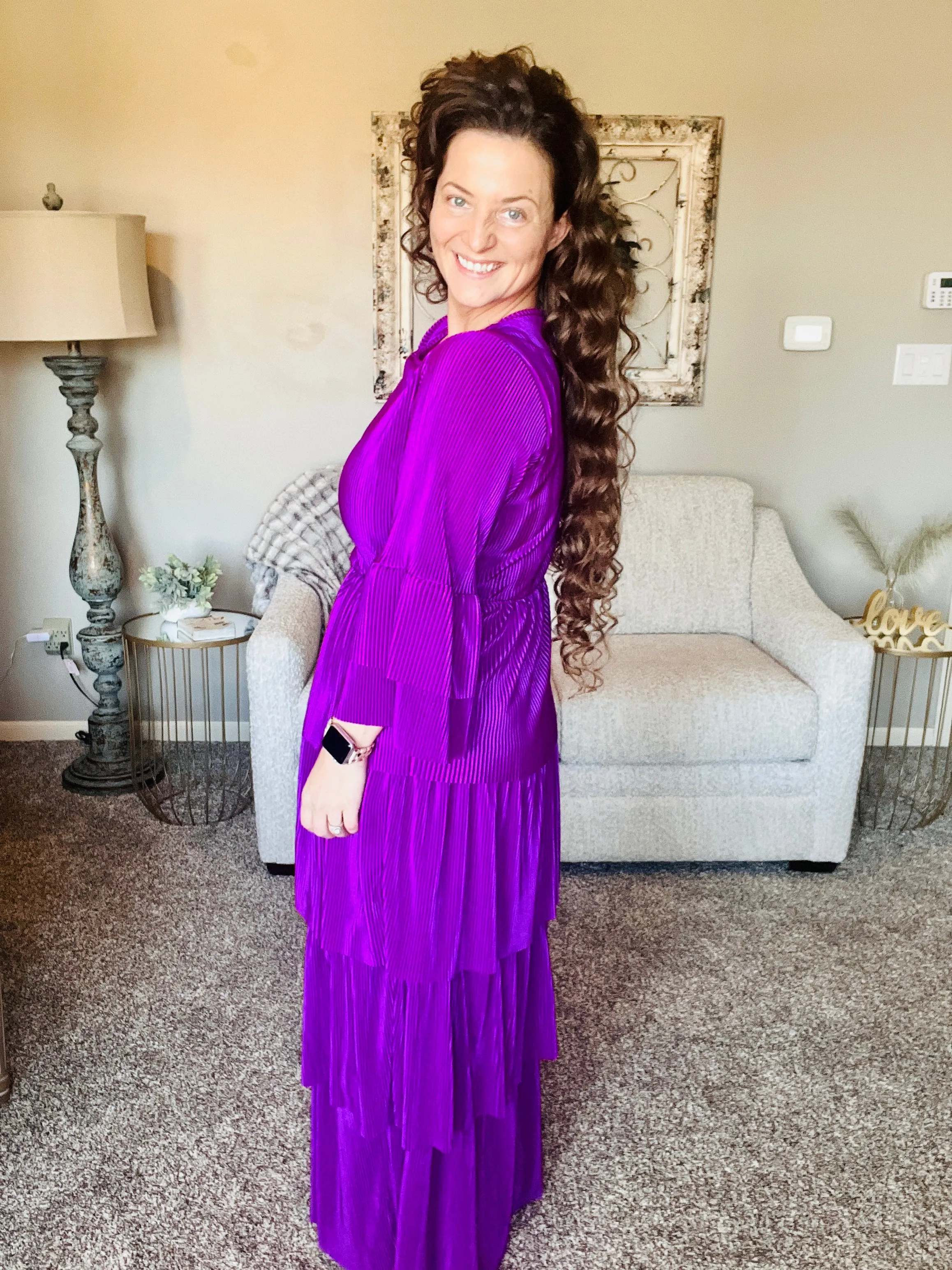 Juliet Bodre Ruffle Dress- Purple
