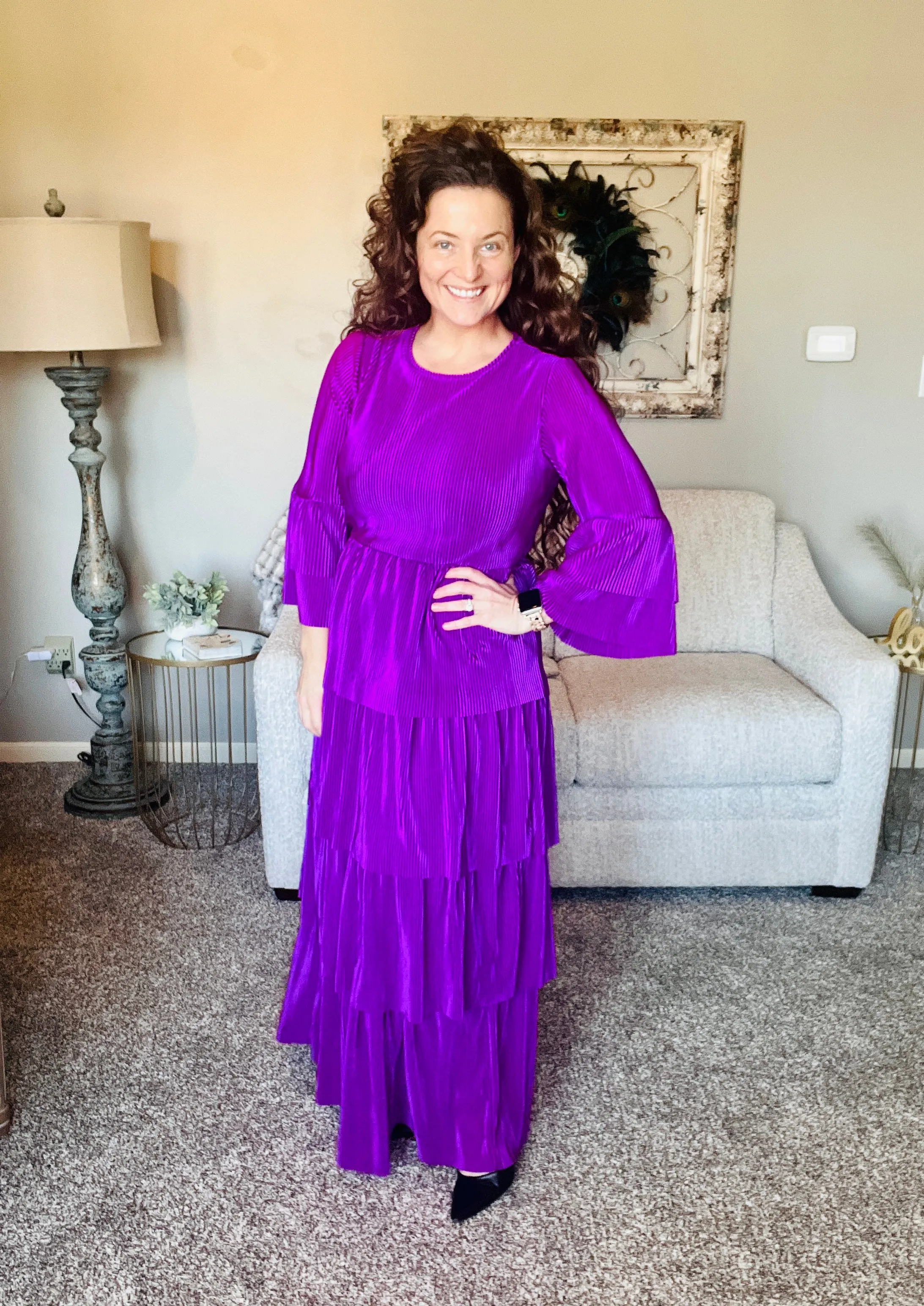 Juliet Bodre Ruffle Dress- Purple