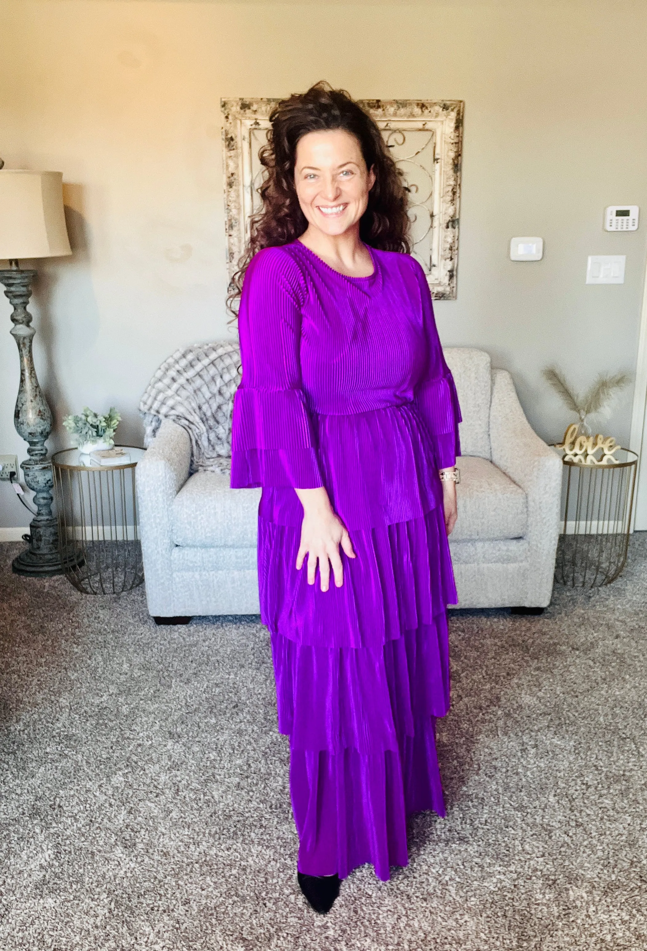 Juliet Bodre Ruffle Dress- Purple