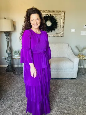 Juliet Bodre Ruffle Dress- Purple