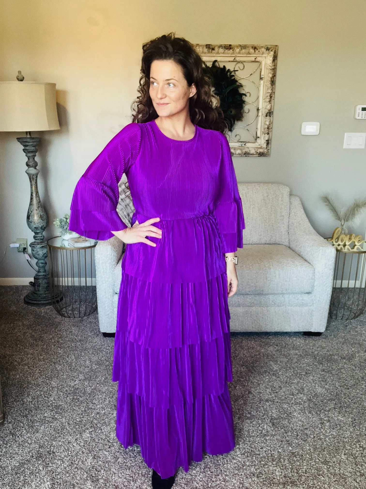 Juliet Bodre Ruffle Dress- Purple