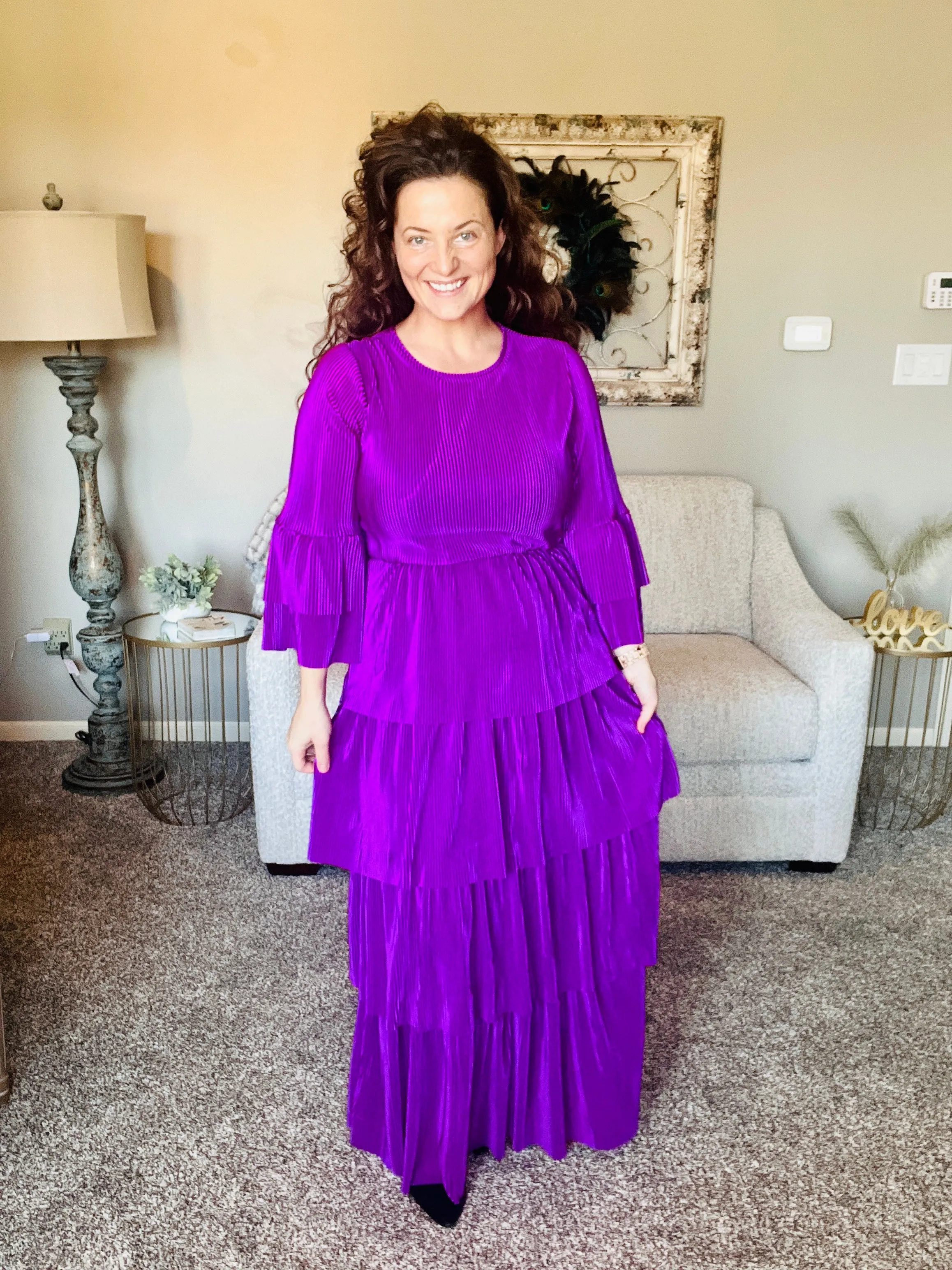 Juliet Bodre Ruffle Dress- Purple