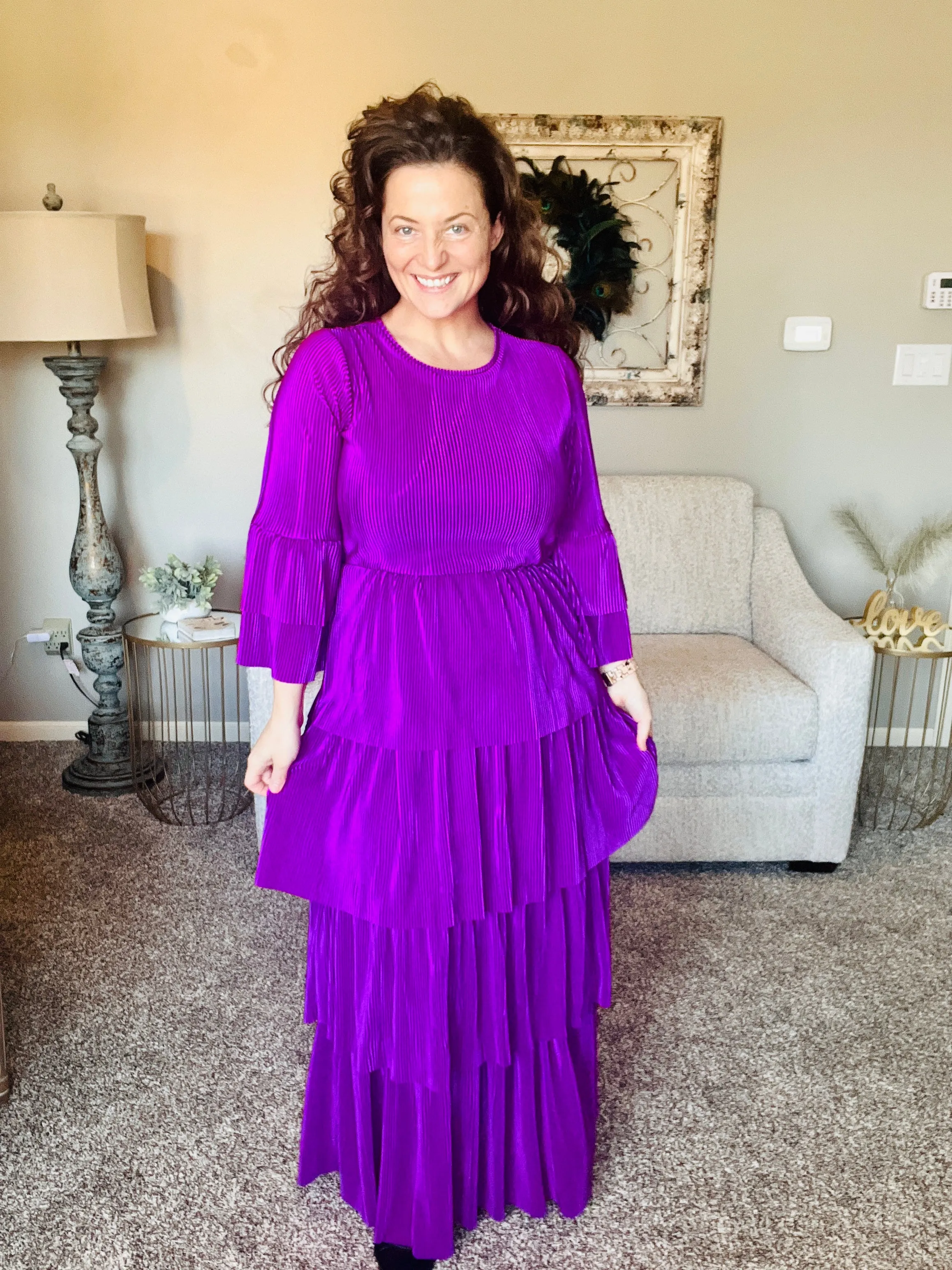 Juliet Bodre Ruffle Dress- Purple