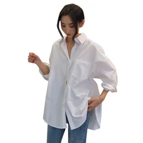 Long Sleeve Cotton White Oversize Shirt