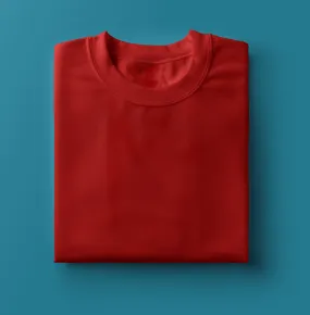 Men's Cotton Minimalist Half Sleeves T-shirt (Sunset Red)