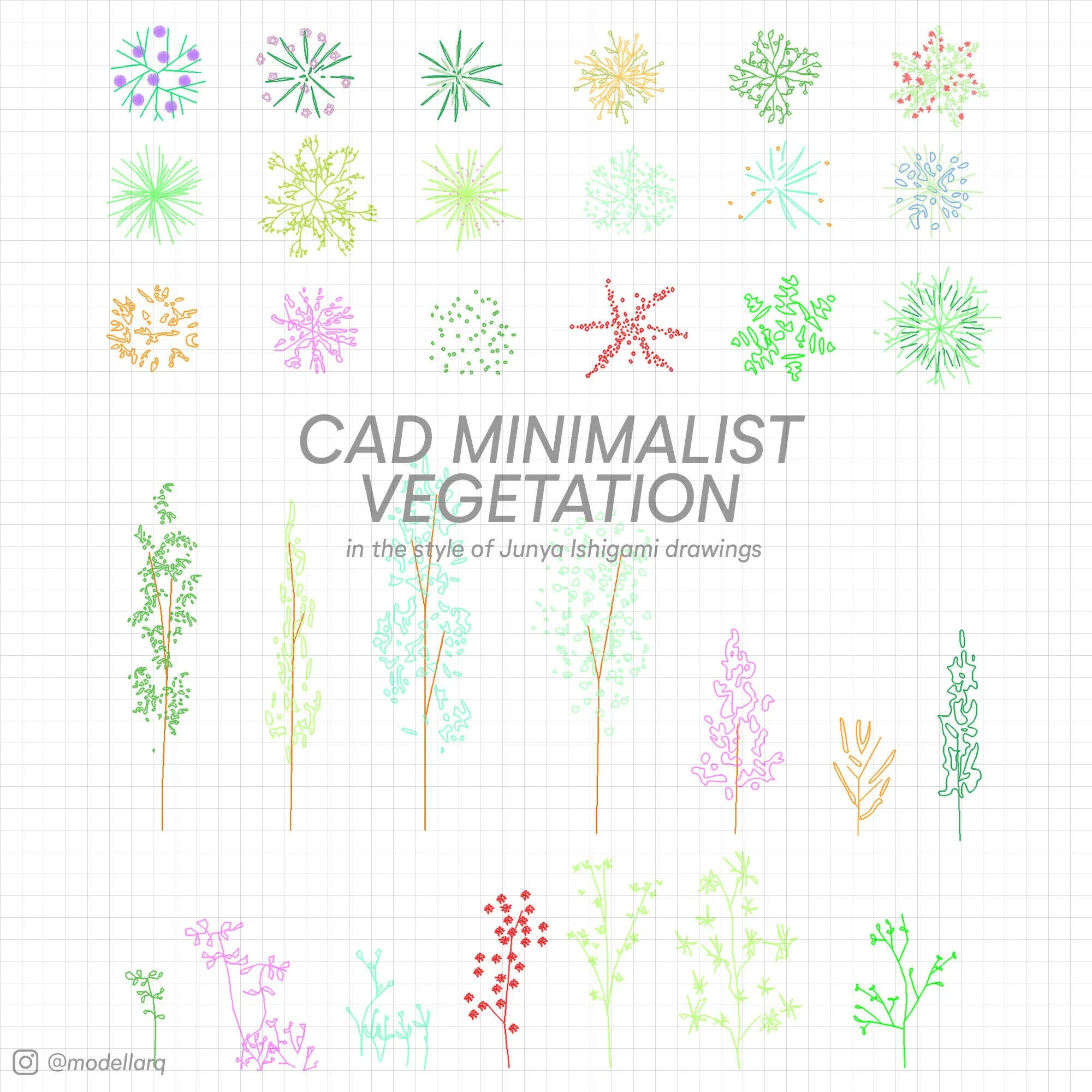 Minimalist Vegetation Autocad Block