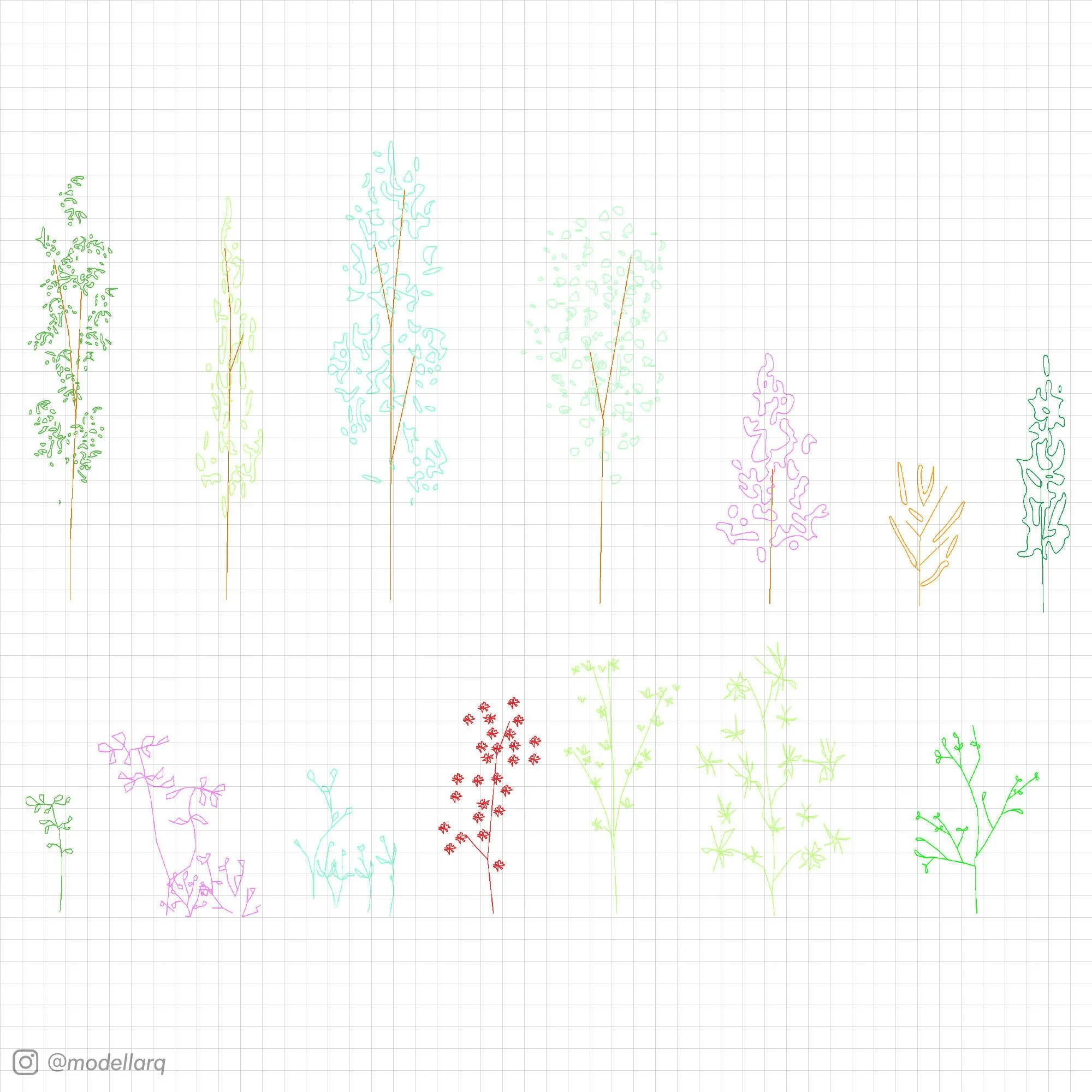Minimalist Vegetation Autocad Block