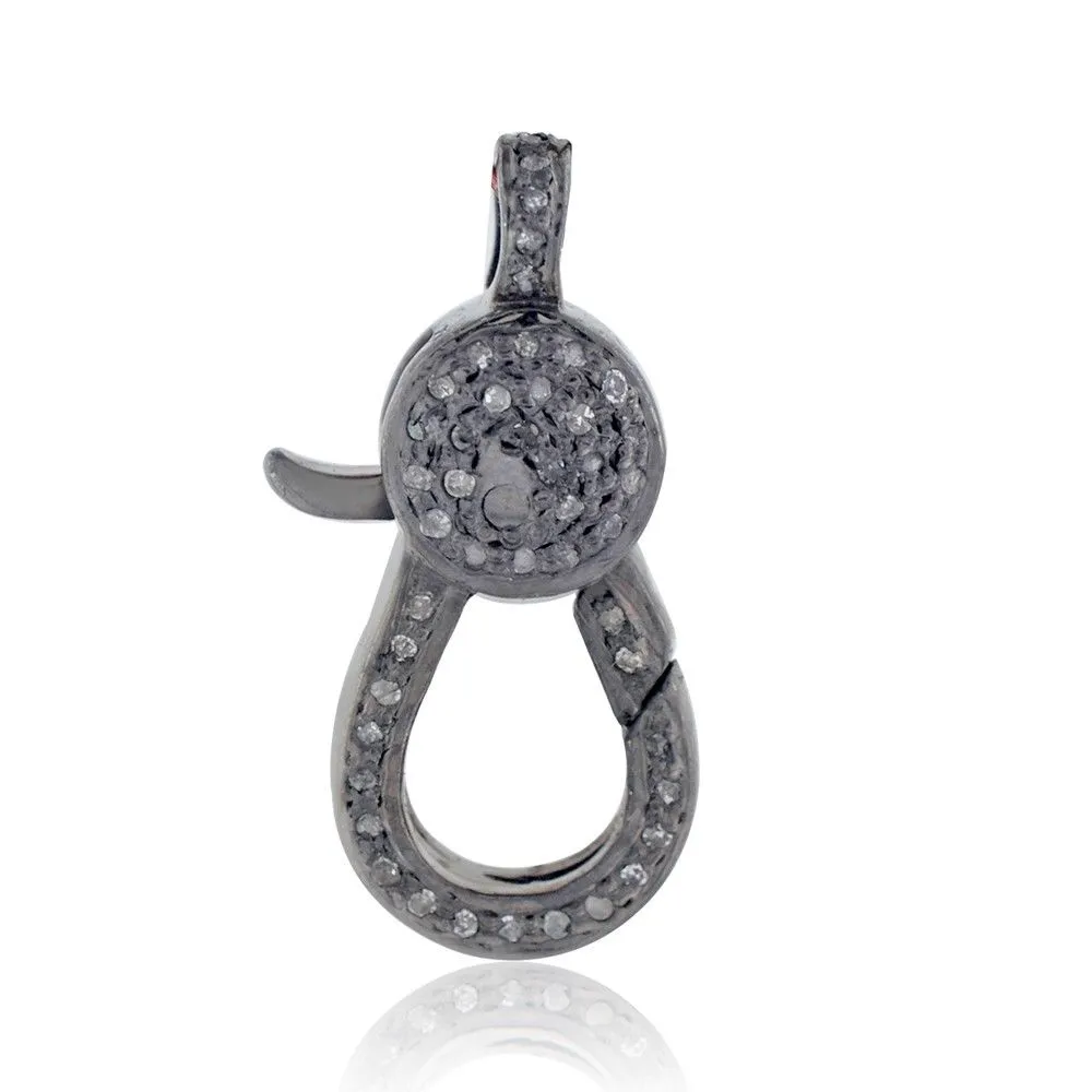 Natural Pave Diamond 925 Silver Clasp Lobster Lock Finding Jewelry FIMJOS-489