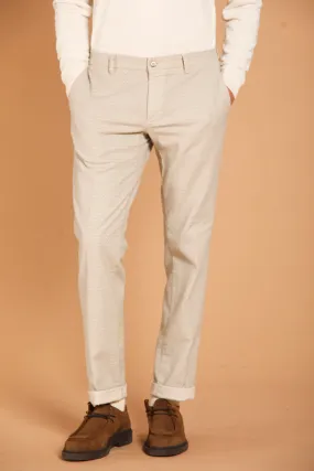 New York pantalone chino uomo in fustagno con micro fantasia regular fit
