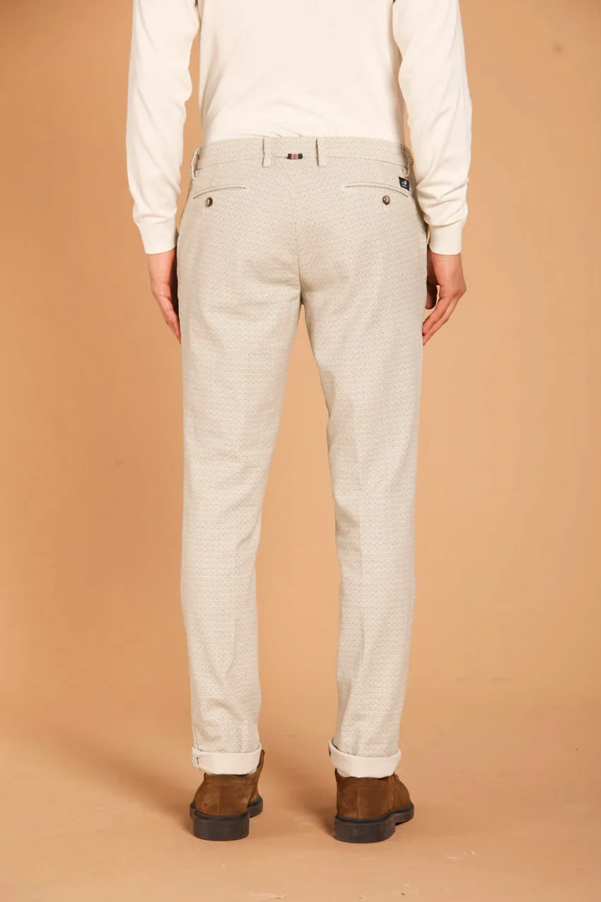 New York pantalone chino uomo in fustagno con micro fantasia regular fit