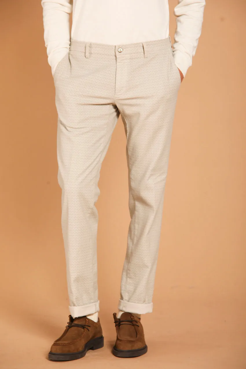 New York pantalone chino uomo in fustagno con micro fantasia regular fit