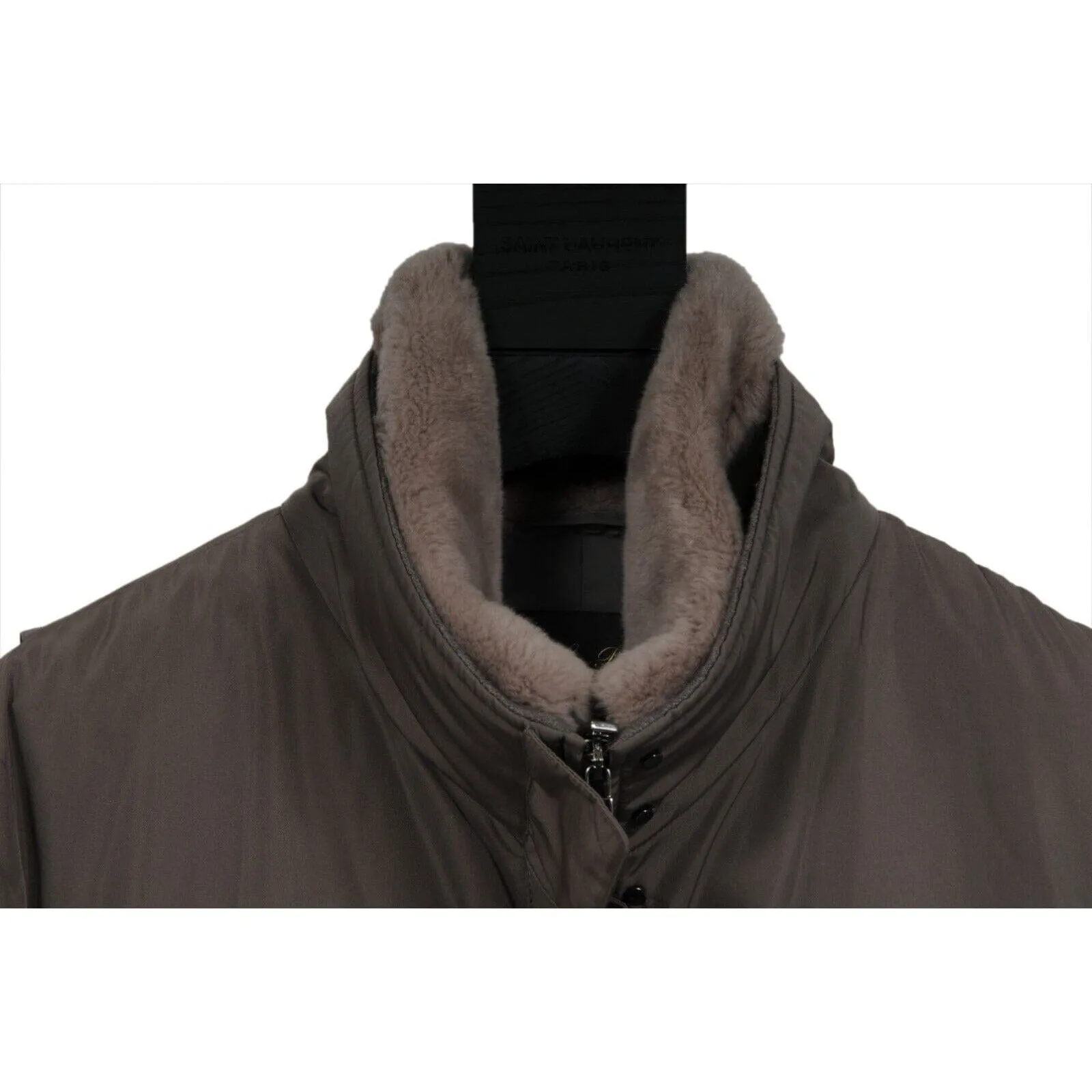 Nutria Fur Jacket Vest 46 XL Tan Silk Nylon Zip Up Parka