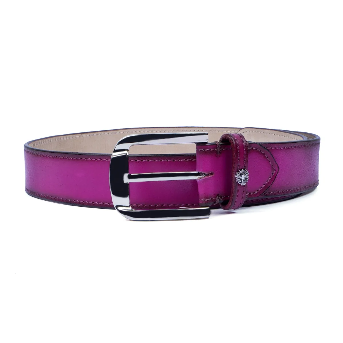 Premium Exclusive Hand-Painted Belt Pink Leather With Silver Finish Buckle Belt by Brune & Bareskin