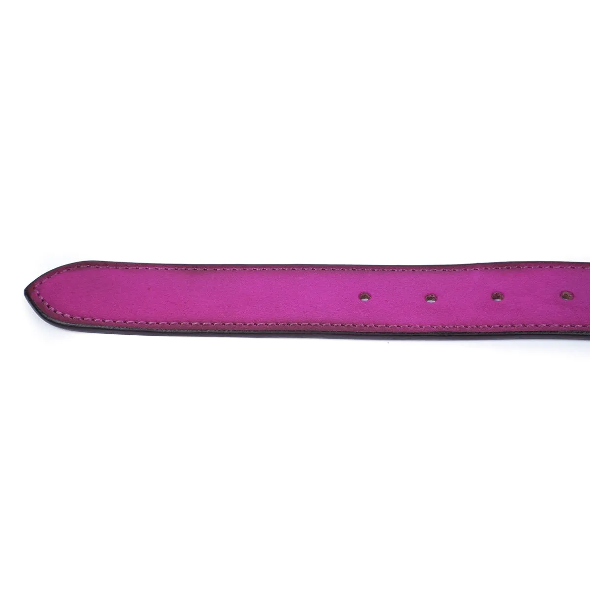 Premium Exclusive Hand-Painted Belt Pink Leather With Silver Finish Buckle Belt by Brune & Bareskin