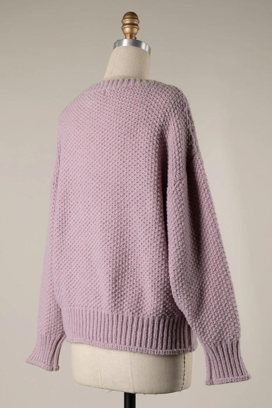 PUFF SLEEVE CABLE KNIT SWEATER 1 PACK