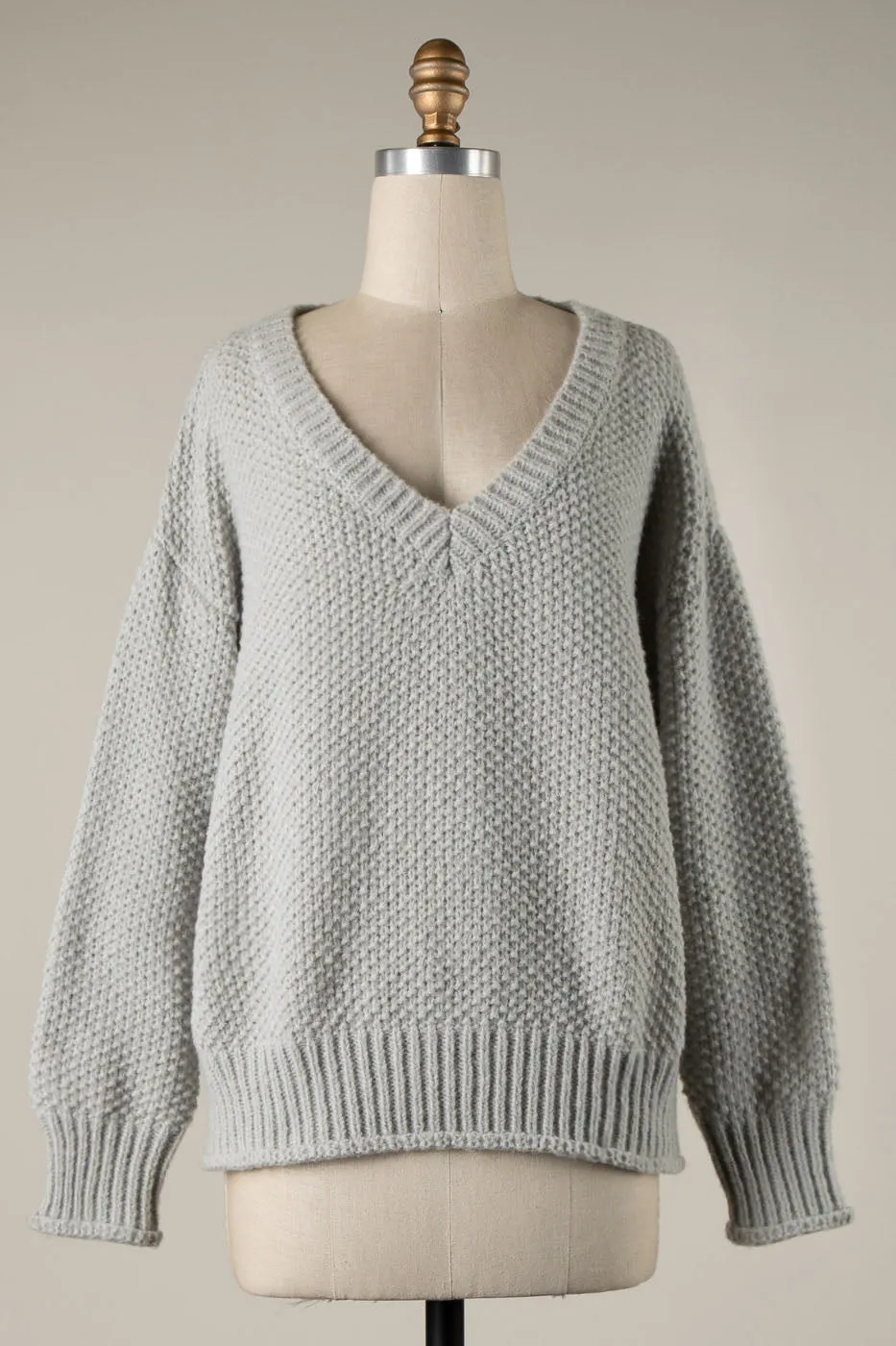 PUFF SLEEVE CABLE KNIT SWEATER 1 PACK