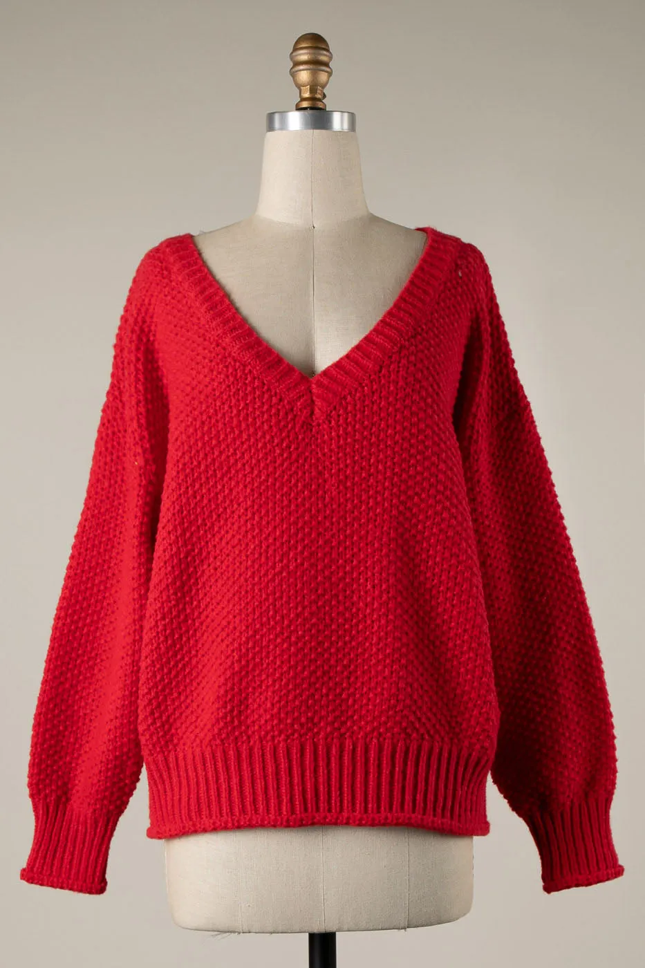 PUFF SLEEVE CABLE KNIT SWEATER 1 PACK