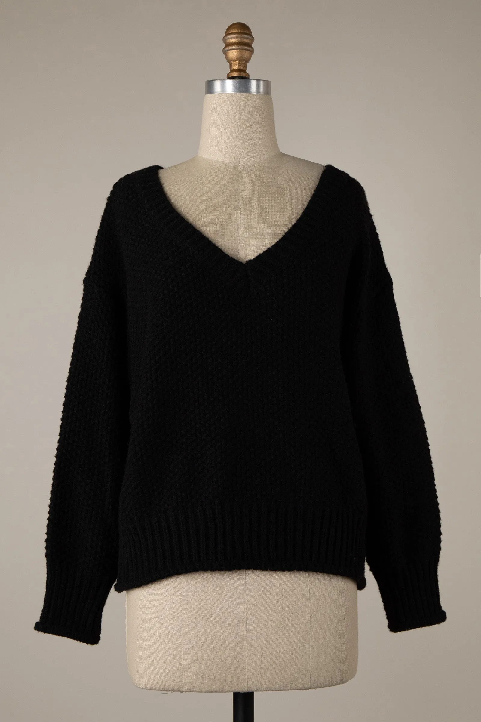 PUFF SLEEVE CABLE KNIT SWEATER 1 PACK