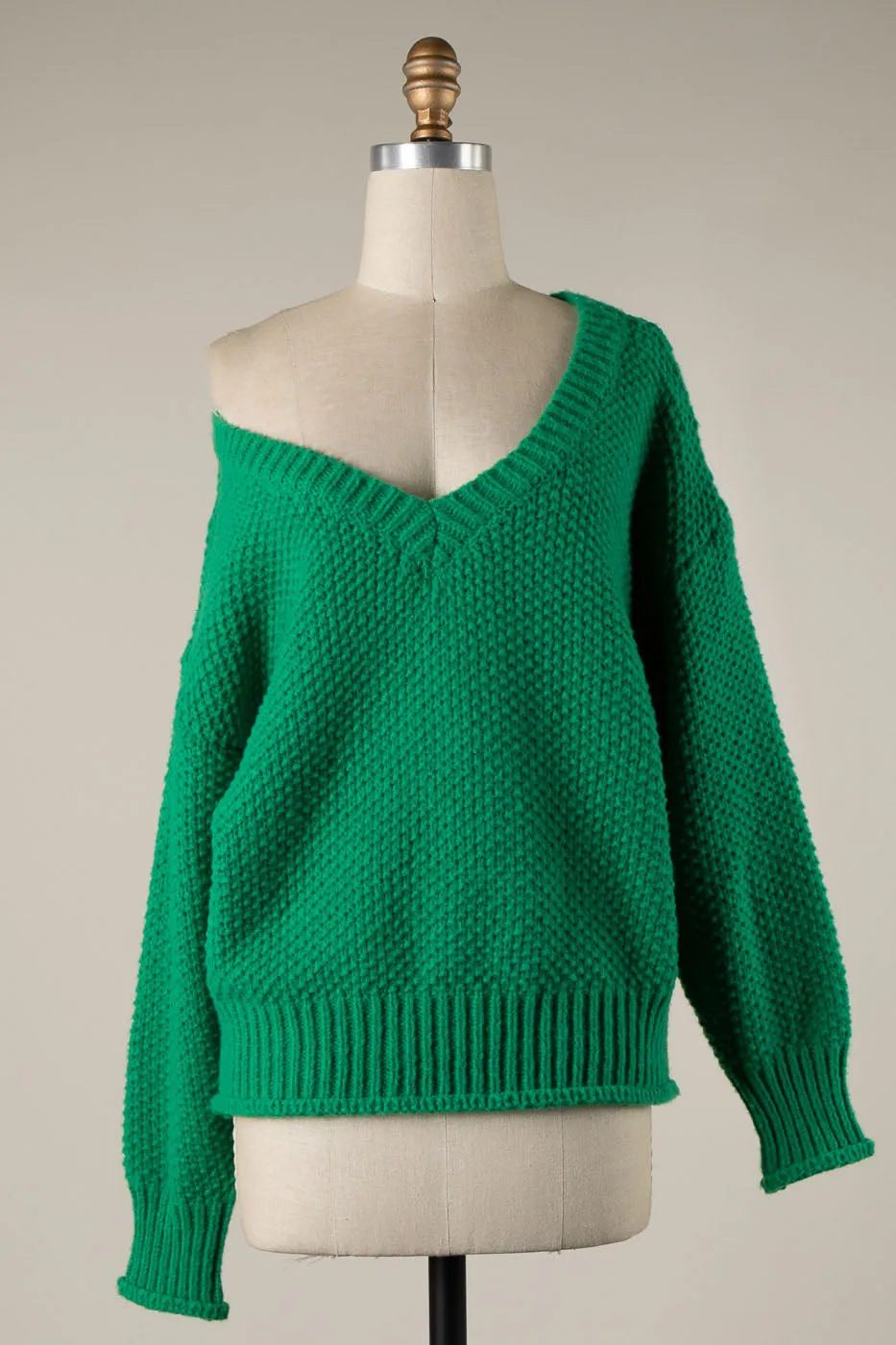 PUFF SLEEVE CABLE KNIT SWEATER 1 PACK