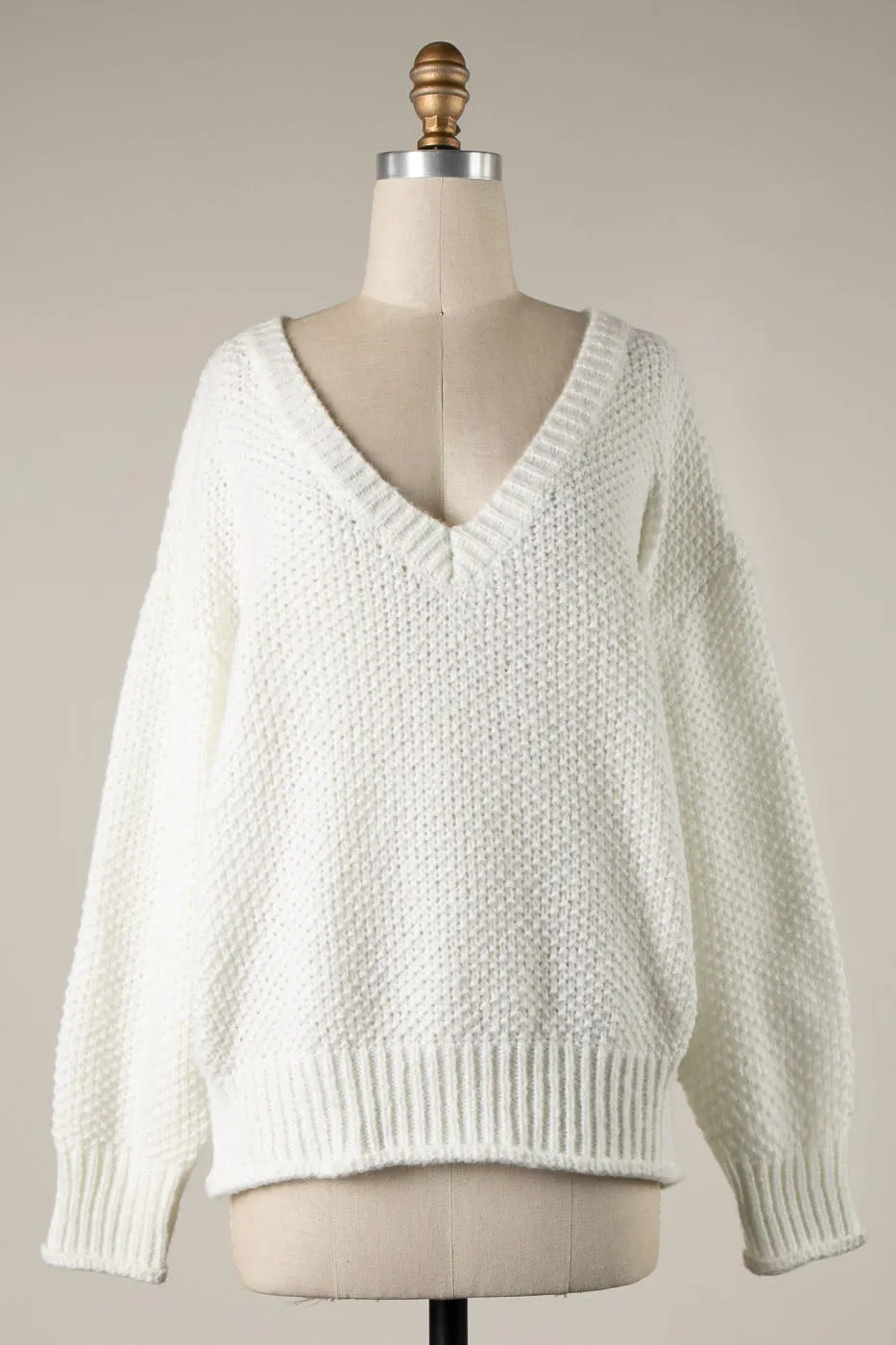 PUFF SLEEVE CABLE KNIT SWEATER 1 PACK