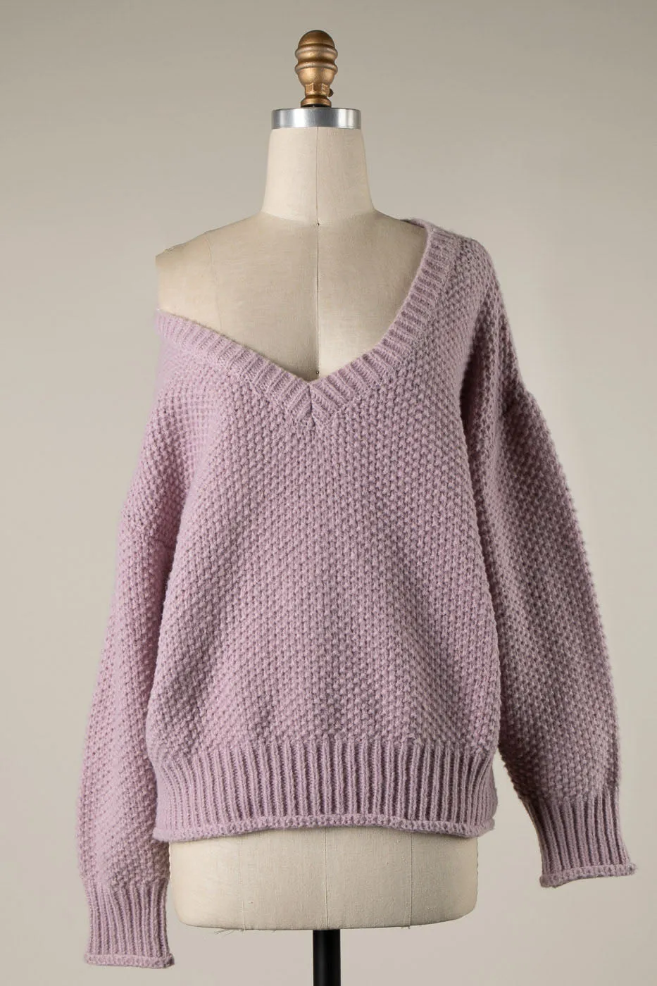 PUFF SLEEVE CABLE KNIT SWEATER 1 PACK