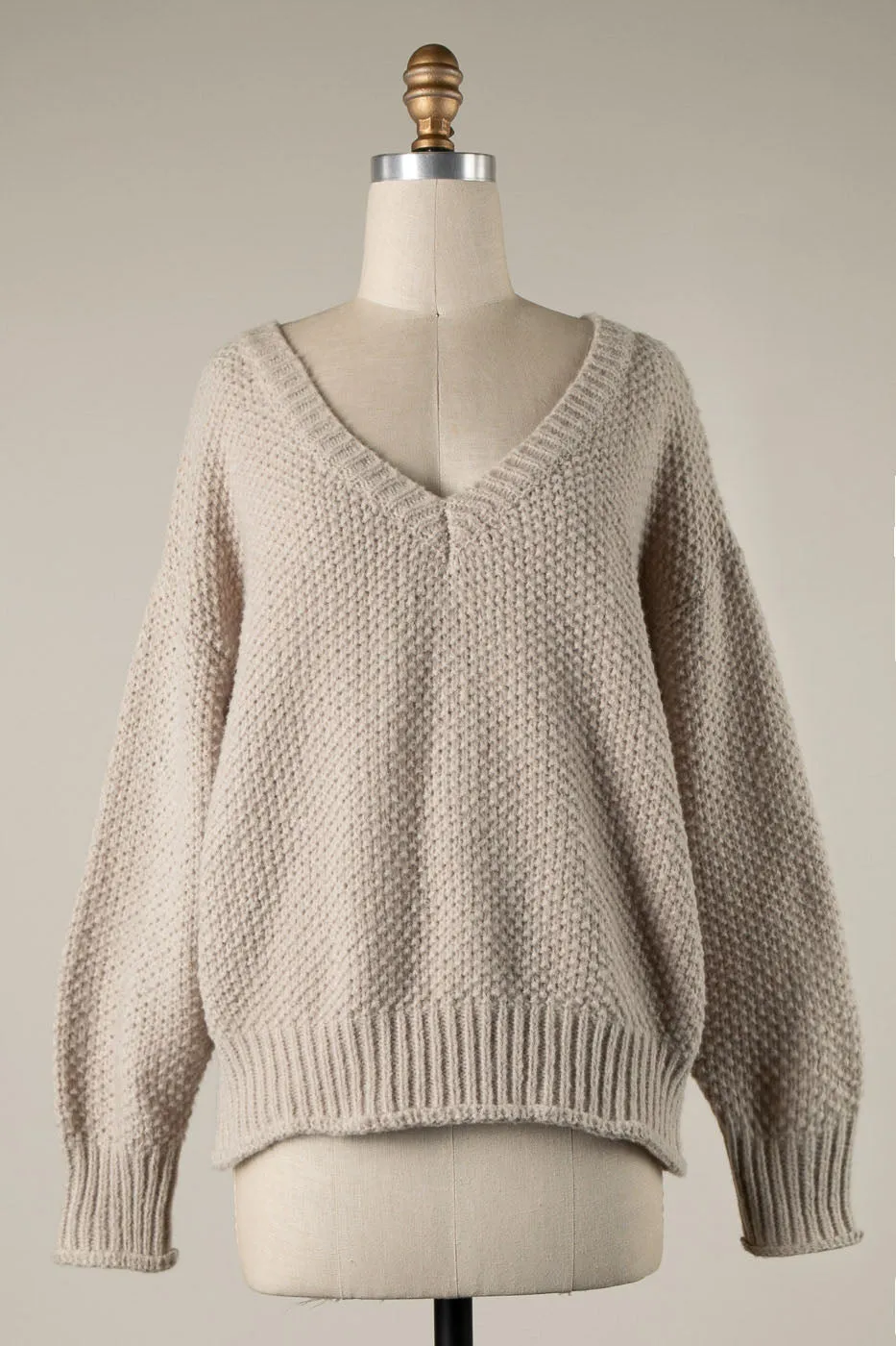 PUFF SLEEVE CABLE KNIT SWEATER 1 PACK