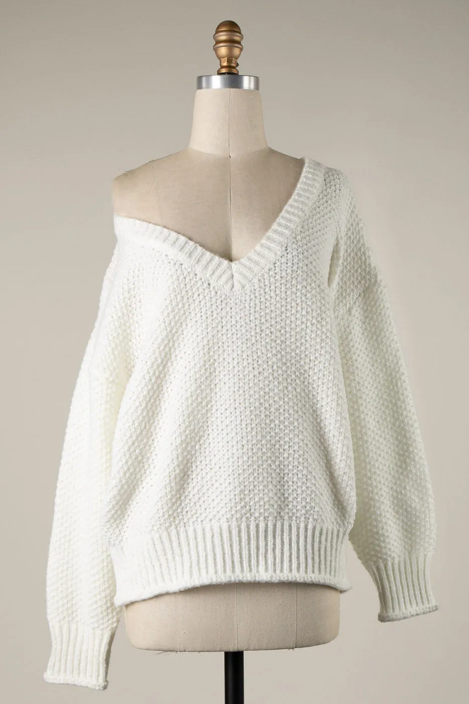 PUFF SLEEVE CABLE KNIT SWEATER 1 PACK