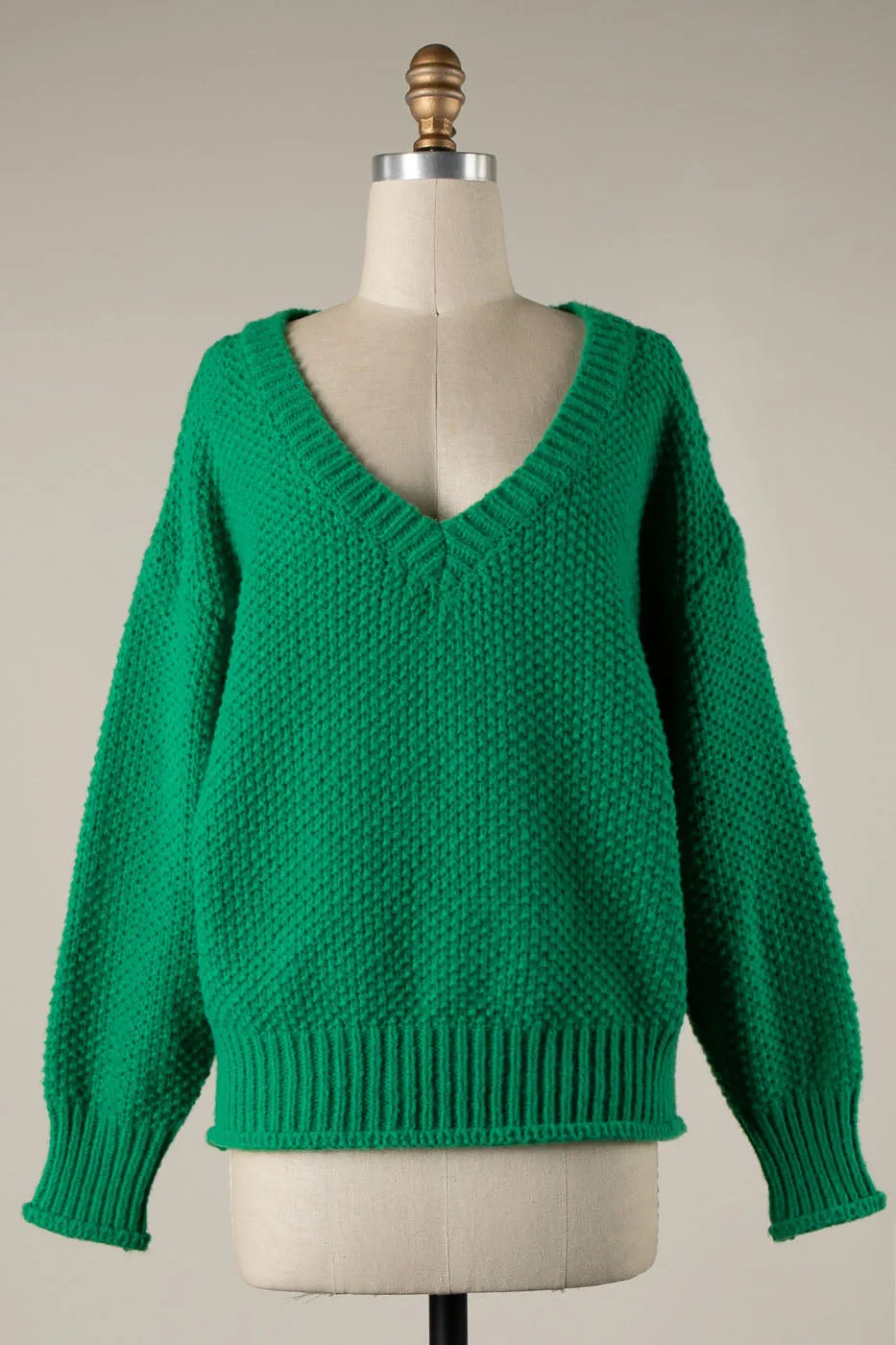 PUFF SLEEVE CABLE KNIT SWEATER 1 PACK