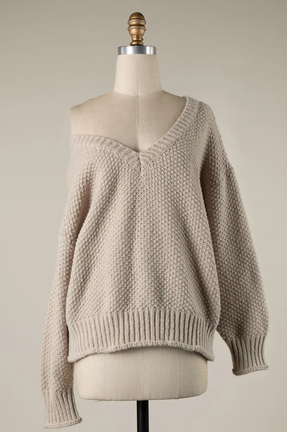PUFF SLEEVE CABLE KNIT SWEATER 1 PACK