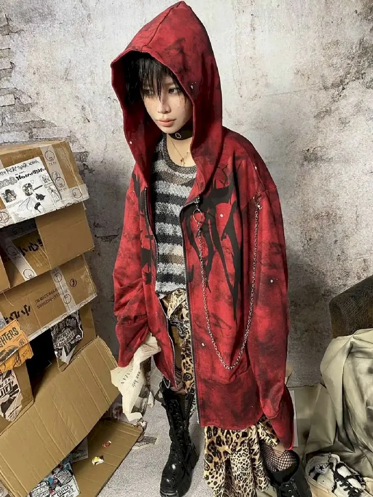 Red Punk Hoodie【s0000010336】