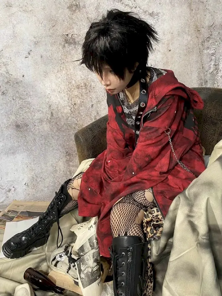 Red Punk Hoodie【s0000010336】