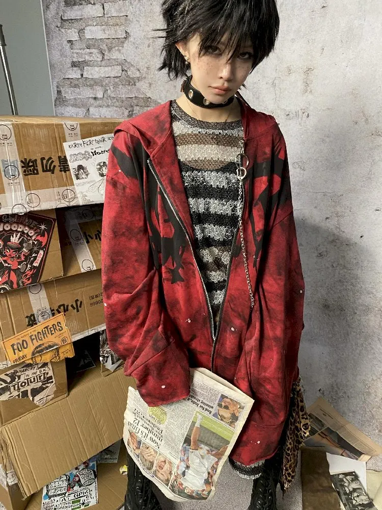 Red Punk Hoodie【s0000010336】