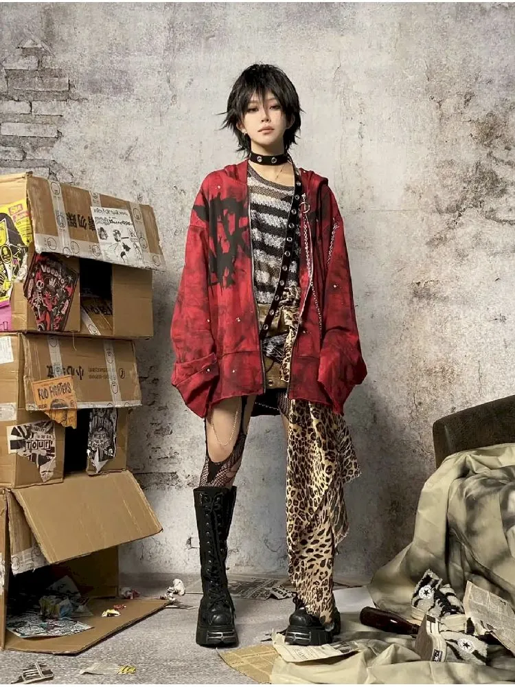 Red Punk Hoodie【s0000010336】