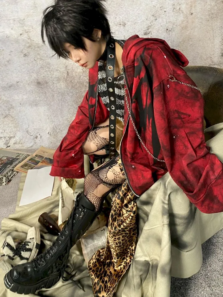 Red Punk Hoodie【s0000010336】