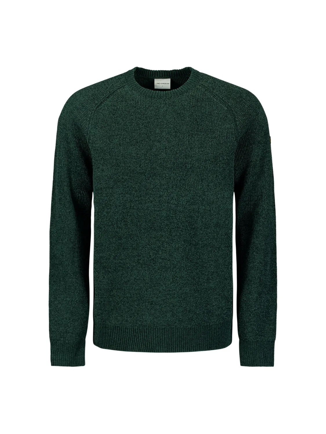 Round Neck Sweater in Two-Tone Chenille: Luxury and Comfort Combined | Dark Green