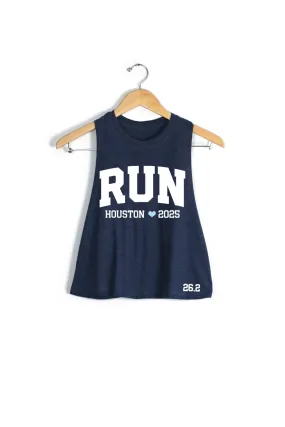 RUN Houston 2025 Racerback Crop Tank