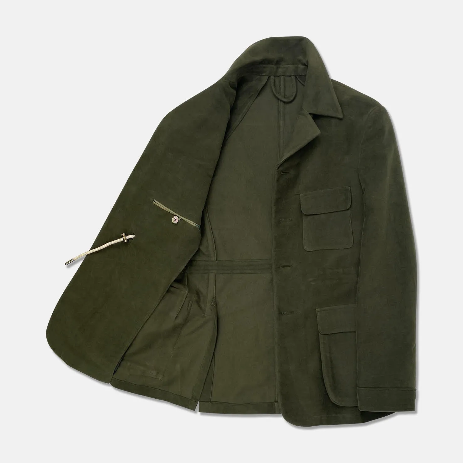 Safari Jacket in Olive Green Moleskin