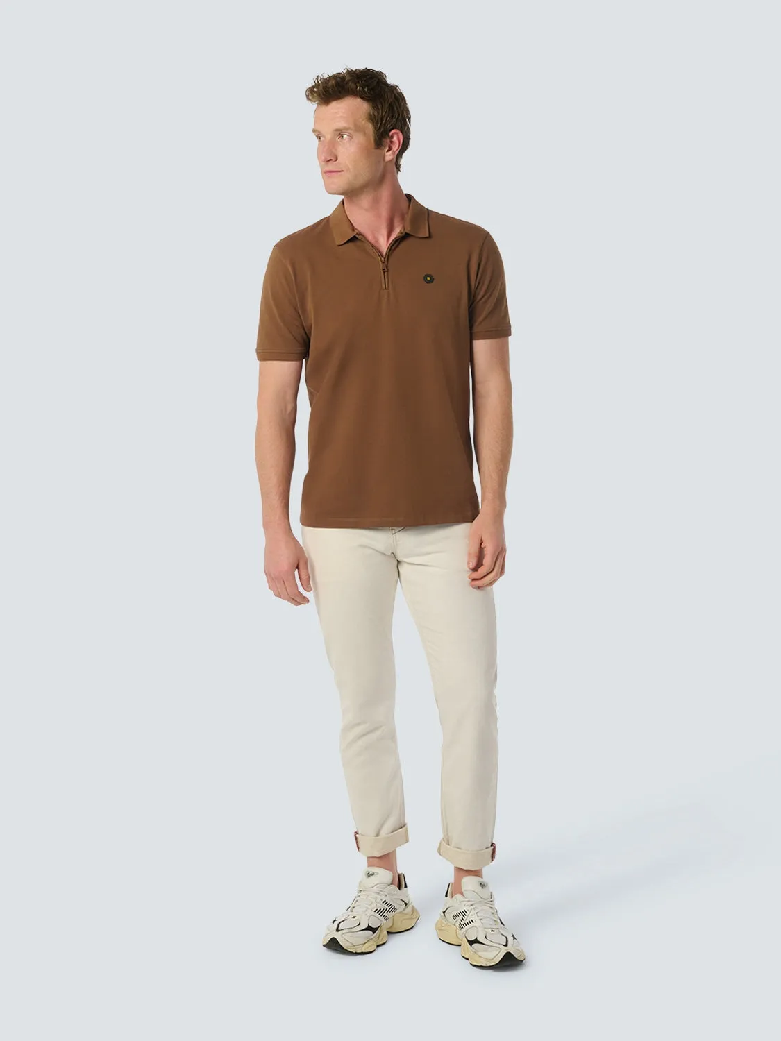 Sleek Polo Shirt with Stretch and Minimalist Design | Brown