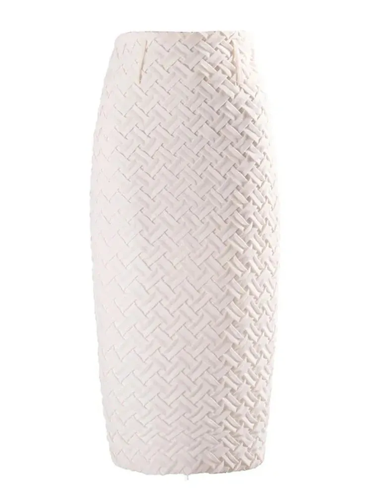 Solid Minimalist Spliced Belt Skirt For Women High Waist Patchwork Zipper Elegant Slimming Skirt Female Fashion New