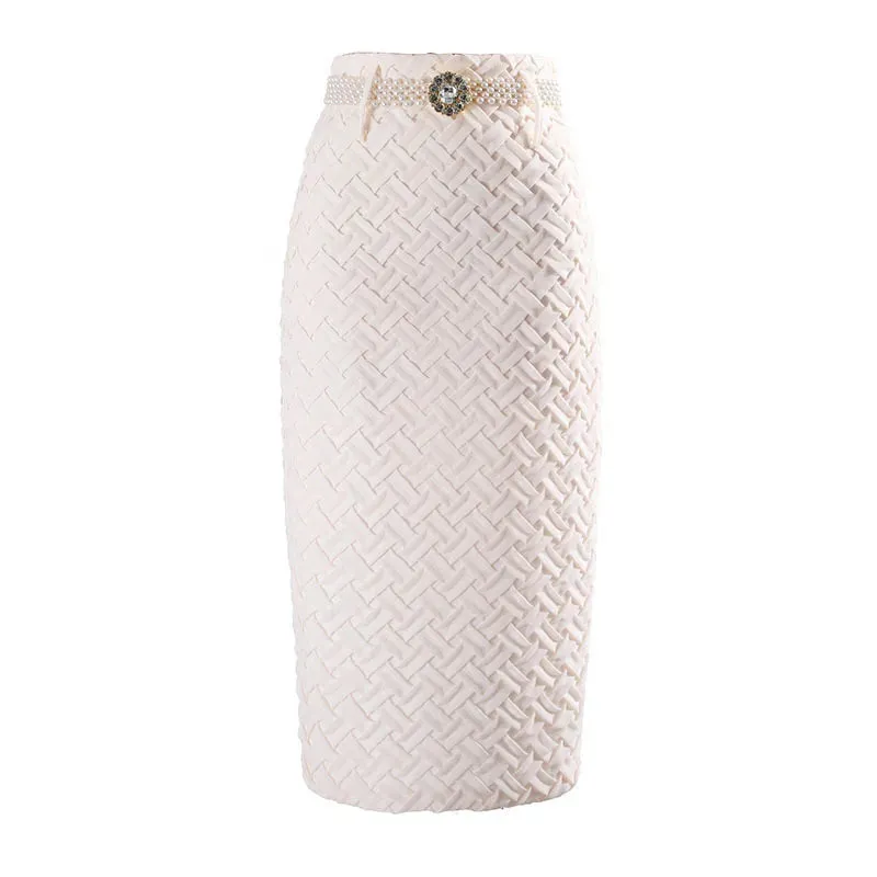 Solid Minimalist Spliced Belt Skirt For Women High Waist Patchwork Zipper Elegant Slimming Skirt Female Fashion New