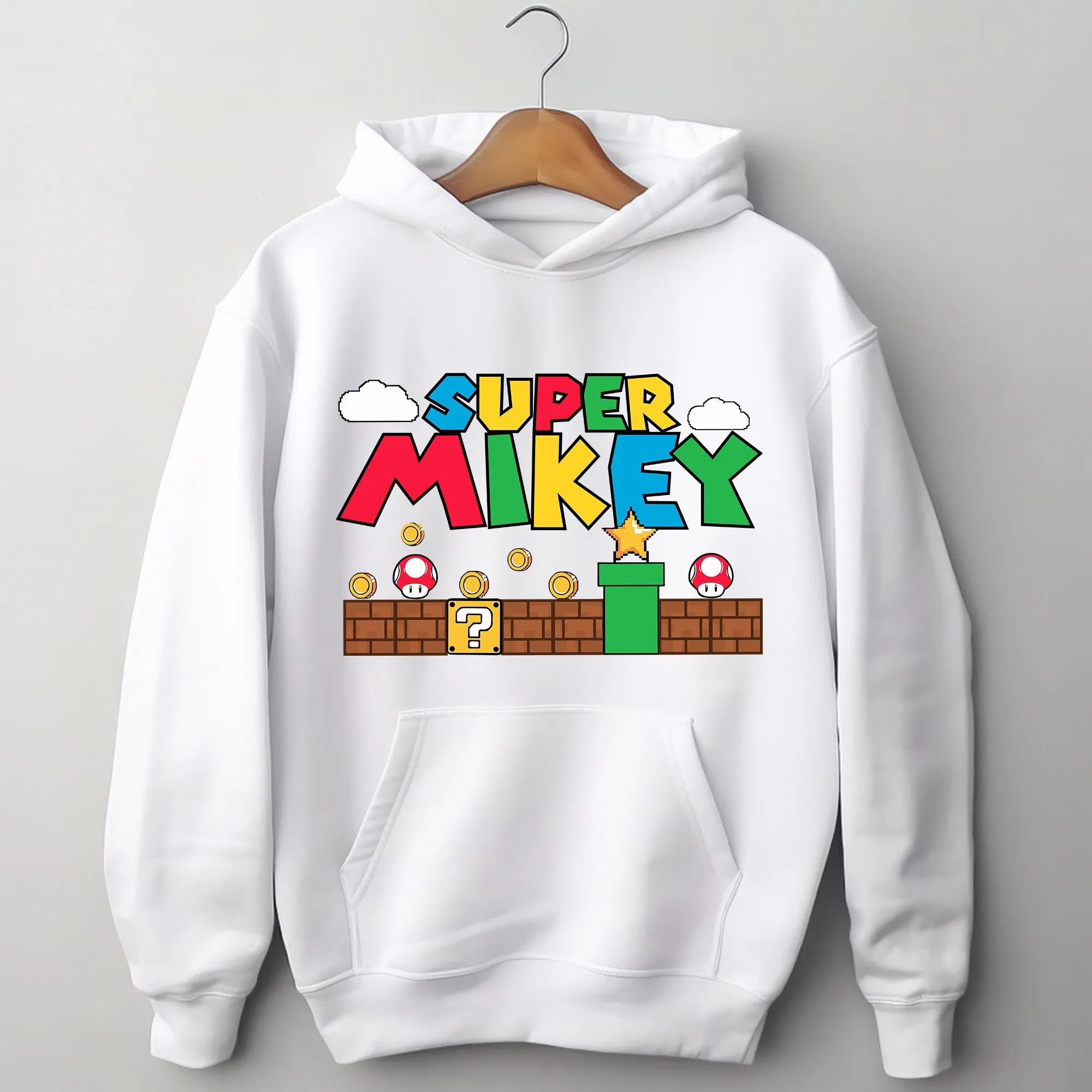 Super Mario Custom Name Adult Hoodie