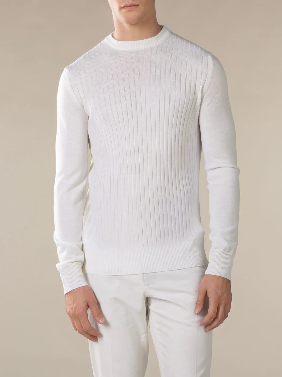 White Ribbed City Crew