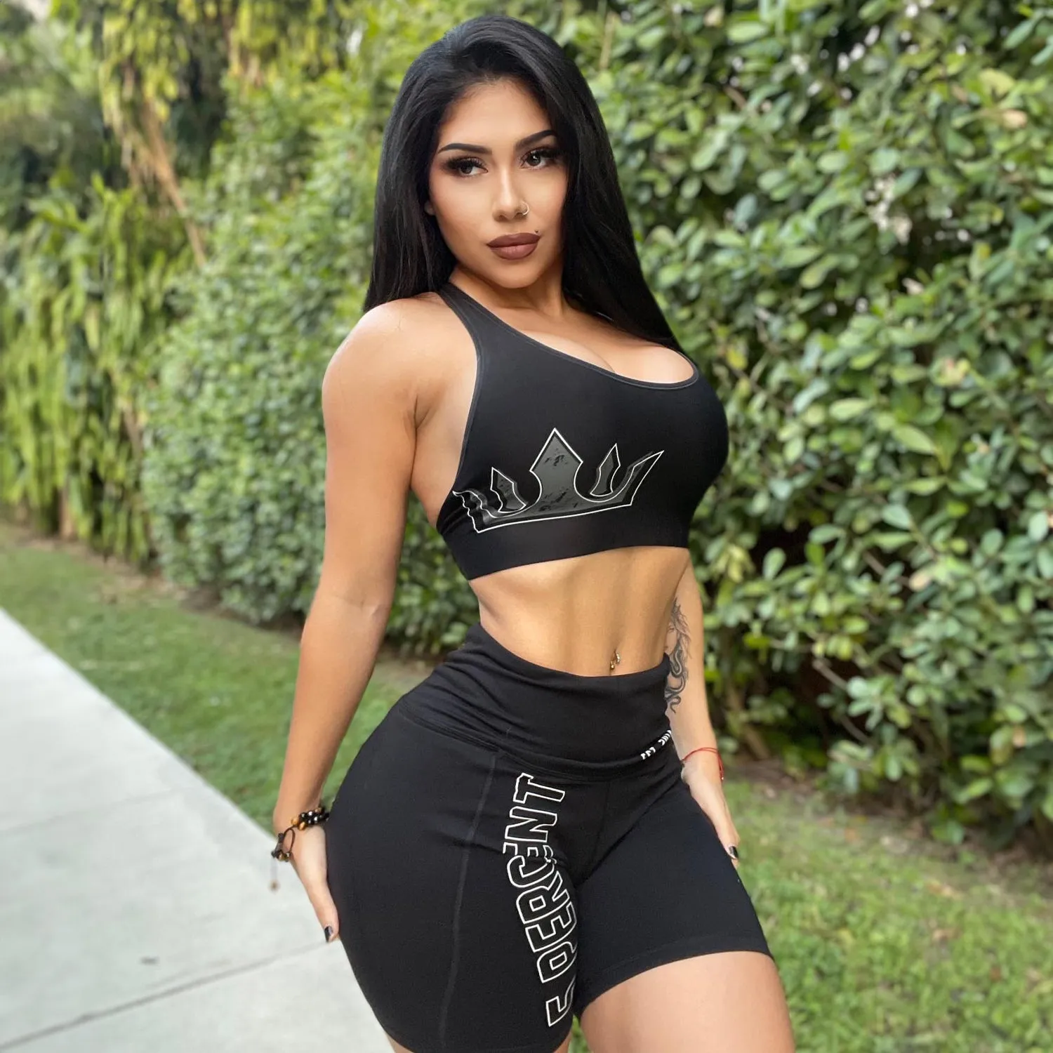 Women's Crown, Black Sports Bra