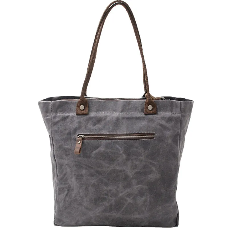 Women's Waxed Canvas Tote Bag Water-Repellent Shoulder Handbag